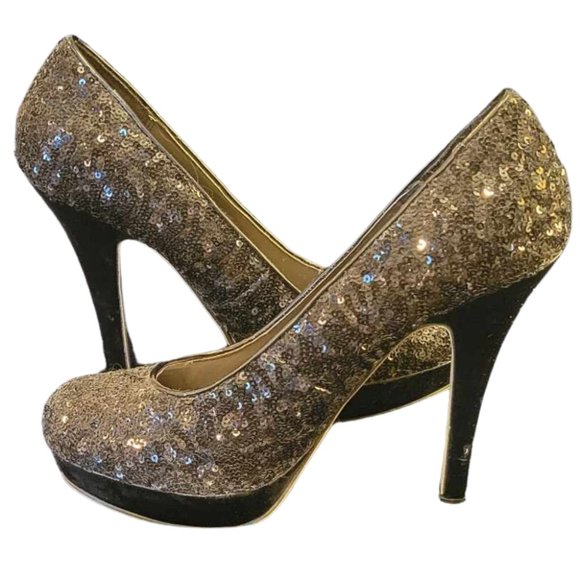 Olsenboye Black Sequin Heels - Picture 2 of 8